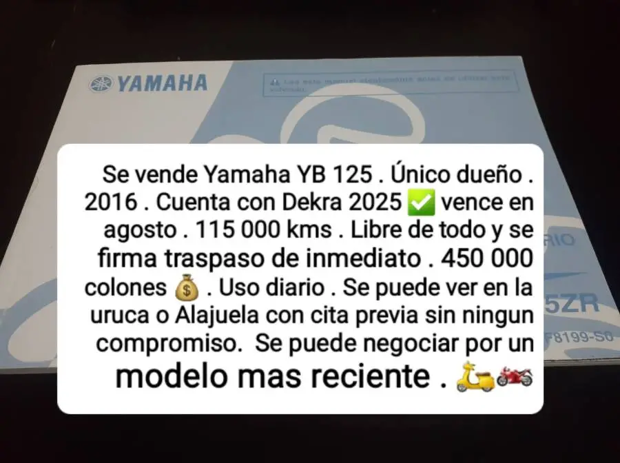 Yamaha, Yb 125 , 2016